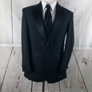 Chaplin 38R 1 Button Black Tuxedo Suit Jacket